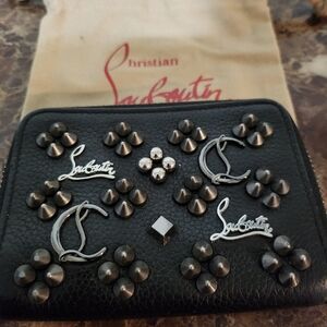 Christian Louboutin Black Panettone Studded  Coin Case EUC